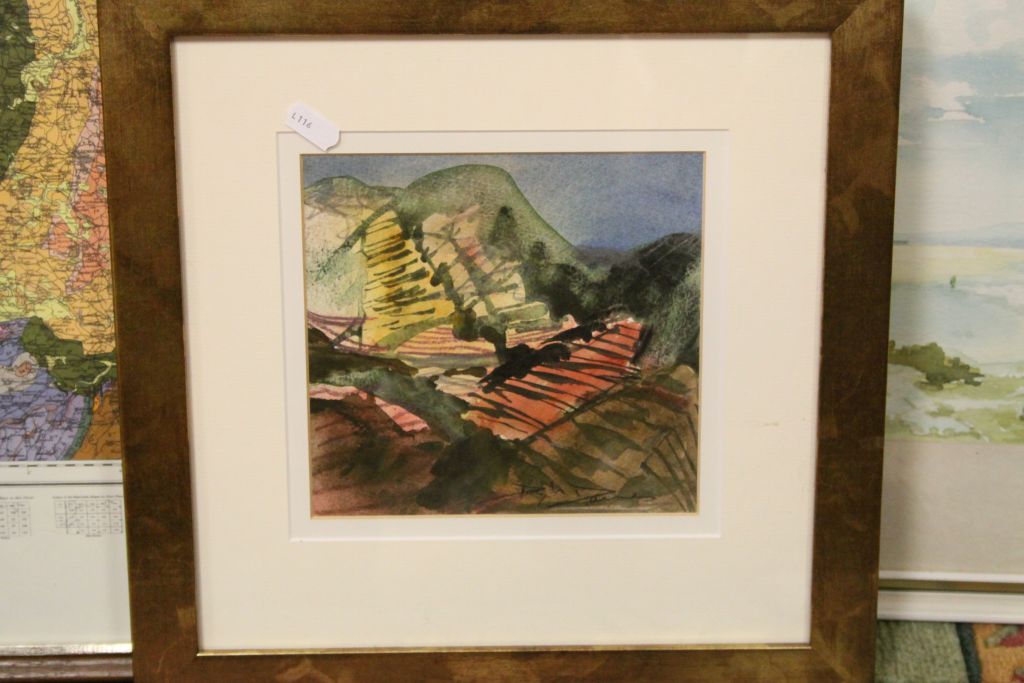 Irene Sinclair, Landscape Watercolour titled ' From the Red Rocks ', 36cms x 51cms, framed and - Image 3 of 6