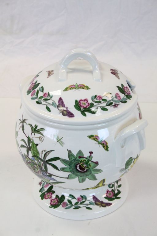 Large Portmeirion twin handled ceramic lidded Tureen with Botanical Garden type decoration, stands - Image 2 of 5