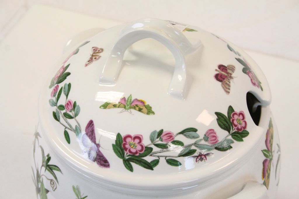 Large Portmeirion twin handled ceramic lidded Tureen with Botanical Garden type decoration, stands - Image 3 of 5