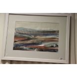 Framed & glazed Gouache Landscape, signed lower right corner & dated '84, image approx 33 x 49cm