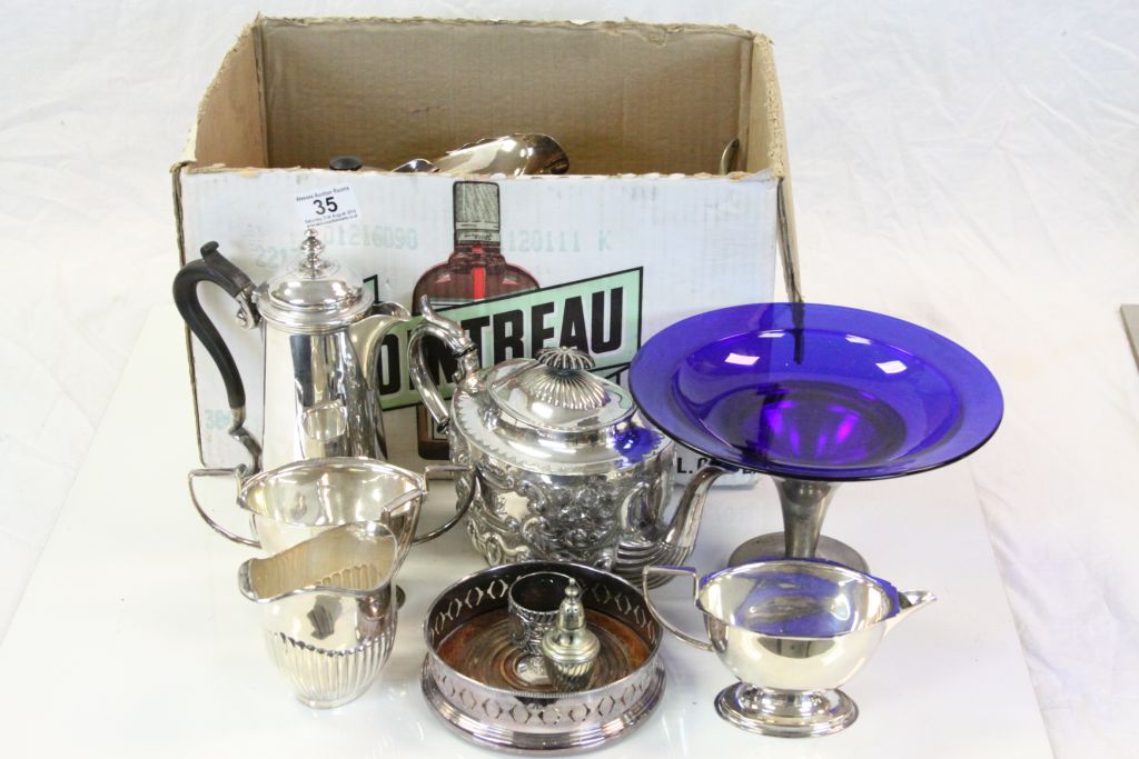 Box of mixed silver plate