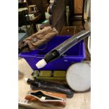 Box of musical instruments etc