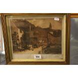 Sepia Watercolour titled ' The Village Festival ' signed Sir David Wilkie