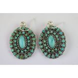 Pair of silver and turquoise earrings