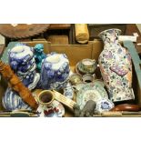 Collection of Chinese and Oriental Items including Two Pairs of Ceramic Dogs of Foe, Ceramic Cups,