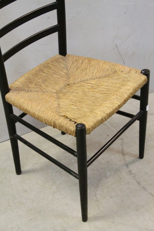 Ladder Back Single Chair with Black Finish and Rush Seat - Image 3 of 4