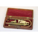 Antique "Patent" Mahogany cased Enema Kit, box approx 24 x 11 x 4cm