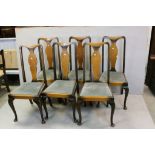 Set of Six Early 20th century Queen Anne Style Dining Chairs with Drop In Seats