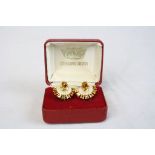 Pair of silver CZ and citrine earrings cased