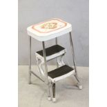 Vintage chrome and enamel folding step stool by Prestige