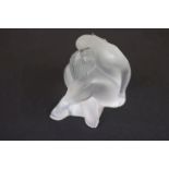 Lalique frosted Glass model of a cross legged seated Female, marked "Lalique France" to base and