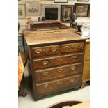 18th century Oak Chest of Two Short over Three Long Drawers with replaced brass swan neck handles