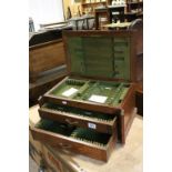 Early 20th century Oak Canteen of Cutlery Box (empty) with Lift Lid and Two Drawers, 47cms wide