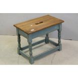 Substantial oak stool with hand grip