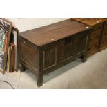 Antique Oak Coffer with Three Plain Panels to front (later altered to interior and replace