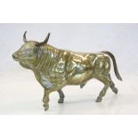 Large cast Brass model of a Bull, approx 50 x 28.5 x 10cm