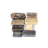 Collection of vintage Snuff boxes to include; Horn, Wooden & Tortoiseshell covered etc, seven in