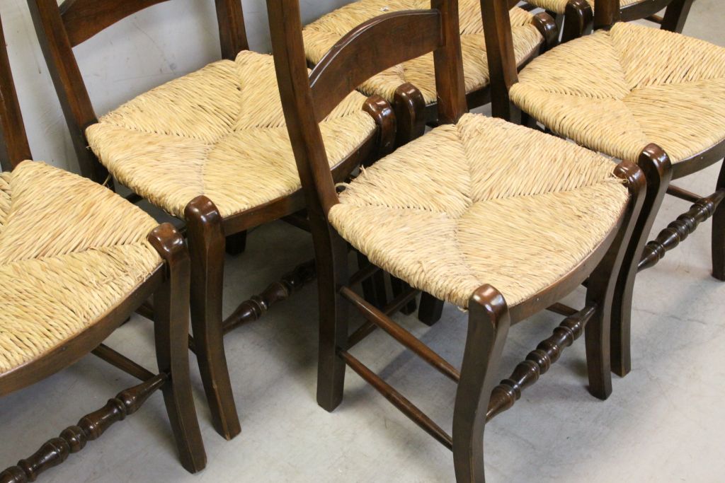 Set of Six French Style Kitchen Chairs with Rush Seats - Image 4 of 4