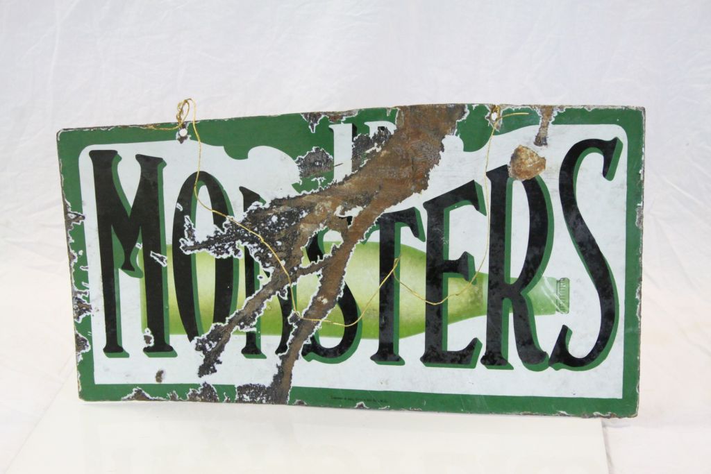 Vintage double sided "Monsters Lemonade" Enamel sign approx 61 x 33cm - Image 2 of 2