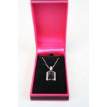 Silver CZ and faceted crystal pendant necklace