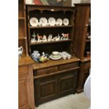 20th century Oak Jacobean Style Dresser with Linenfold Carving, 93cms wide x 175cms high