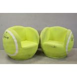 Pair of Unusual Advertising ' Lanson Champagne ' Tub Chairs in the form of Tennis Balls, 67cms