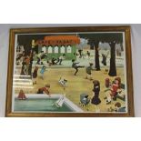 Framed and glazed French illustration of Children at Play