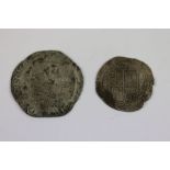 James I Hammered white metal Sixpence 1604 and Charles I white metal Shilling