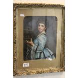 Oil Painting of 19th century Bar Maid, 29cms x 22cms, framed and glazed