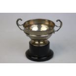 Hallmarked Silver twin handled Chess Trophy, 1938 - 39, with stand