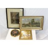 Three Oil Paintings including Oval Still Life Flowers, 22cms x 16.5cms, Late 19th / Early 20th