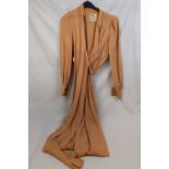 Ossie Clarke for Radley 1970s nude/ peach moss crepe dress, printed satin label, full length wrap