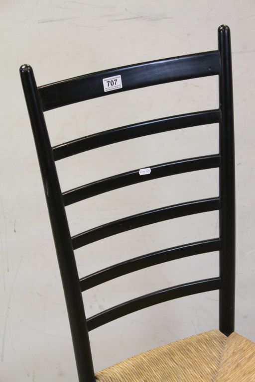 Ladder Back Single Chair with Black Finish and Rush Seat - Image 2 of 4