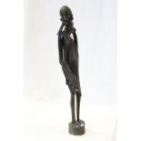 Large carved hardwood African figure, possibly Maasai