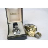 Three gents automatic watches including Seiko, Sekonda, Timex etc