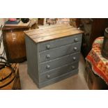 Pine Chest of Four Drawers with Knob Handles