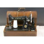 Wooden cased vintage Singer Sewing machine