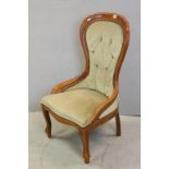 Victorian Style Spoon Back Chair with Buttoned Upholstery