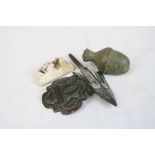 Four Antique items to include a Medieval Arrow Head & Lead Acorn etc