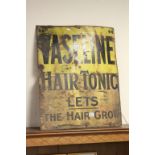 Vintage "vaseline Hair Tonic" Enamel sign, approx 75 x 61cm