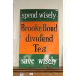 Vintage Enamel Sign "Brooke Bond Dividend tea" in orange & green, measures approx 75 x 51cm