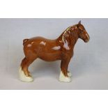 Beswick ceramic Shire Horse in "Chestnut" colour, letter "E" marked to base of front right foot &