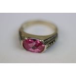 Silver and Pink CZ Ring