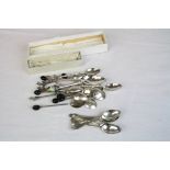 Collection of Hallmarked silver & white metal Coffee & Teaspoons to include; Coffee Bean type