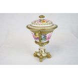 Royal Crown Derby hand painted Pedestal Bowl with cover, with hand painted Floral & Gilt