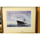 Framed and glazed print of the Red Arrows QE2 and Concorde "Seconds to Space" signed by pilots ,