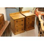Pair of Victorian rustic pine three drawer bedside chests