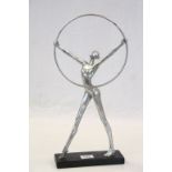 Art Deco Style Figurine holding a hoop, 45cms high