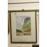 Watercolour Mountain Scene with label to verso J C McGonagle, 1934