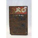 Vintage Enamel tin "Oxo" sign, chalkboard style with hanging pegs, measures approx 56 x 34.5cm